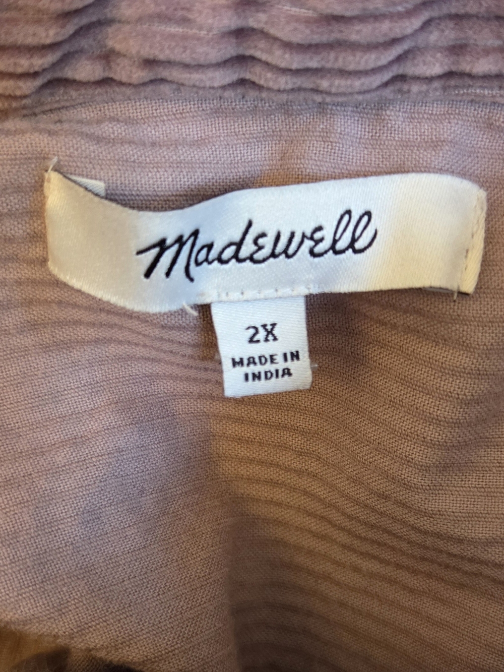 Madewell Mauve Corduroy Button-Front Shacket Size 2X - Picture 7 of 7